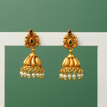 Gold replica jhumka design temple style