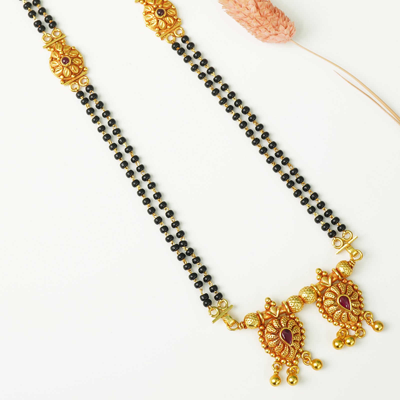 Handmade gold plated short silver Mangalsutra