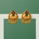 Handmade gold plated silver Chandbali earrings