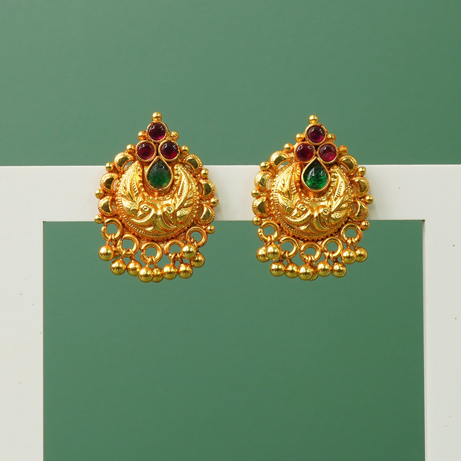 Handmade gold plated silver Chandbali earrings