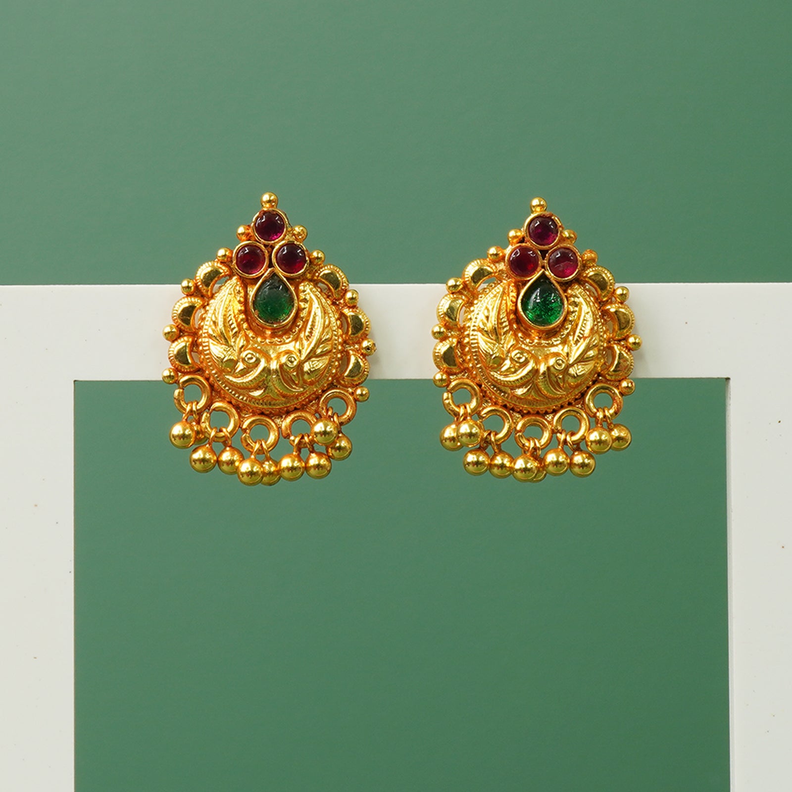 Handmade gold plated silver Chandbali earrings