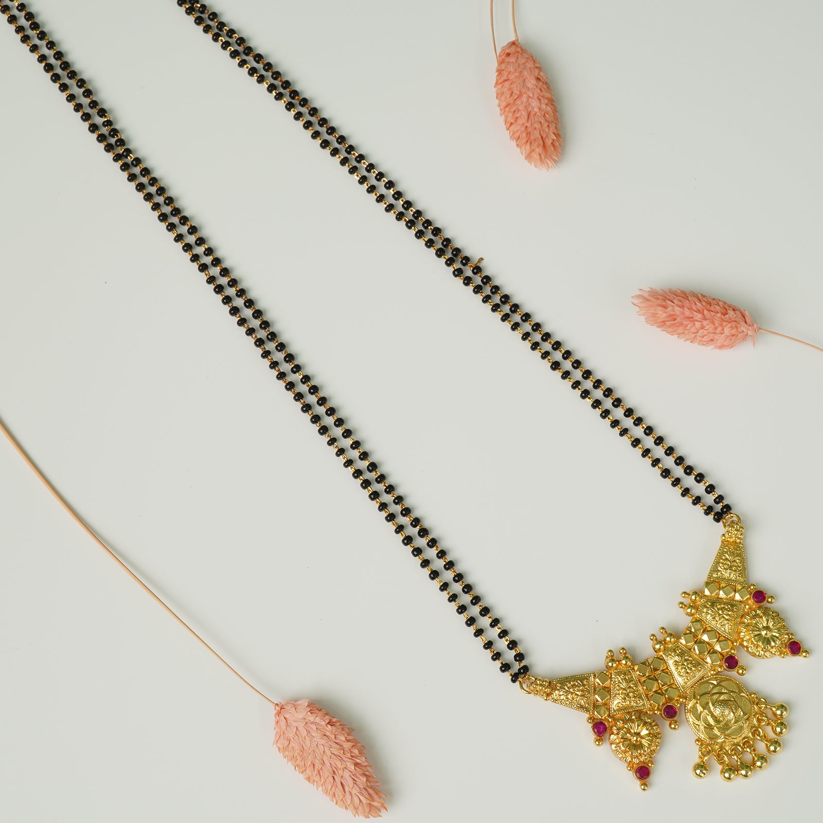 Handmade gold plated silver Mangalsutra flower design