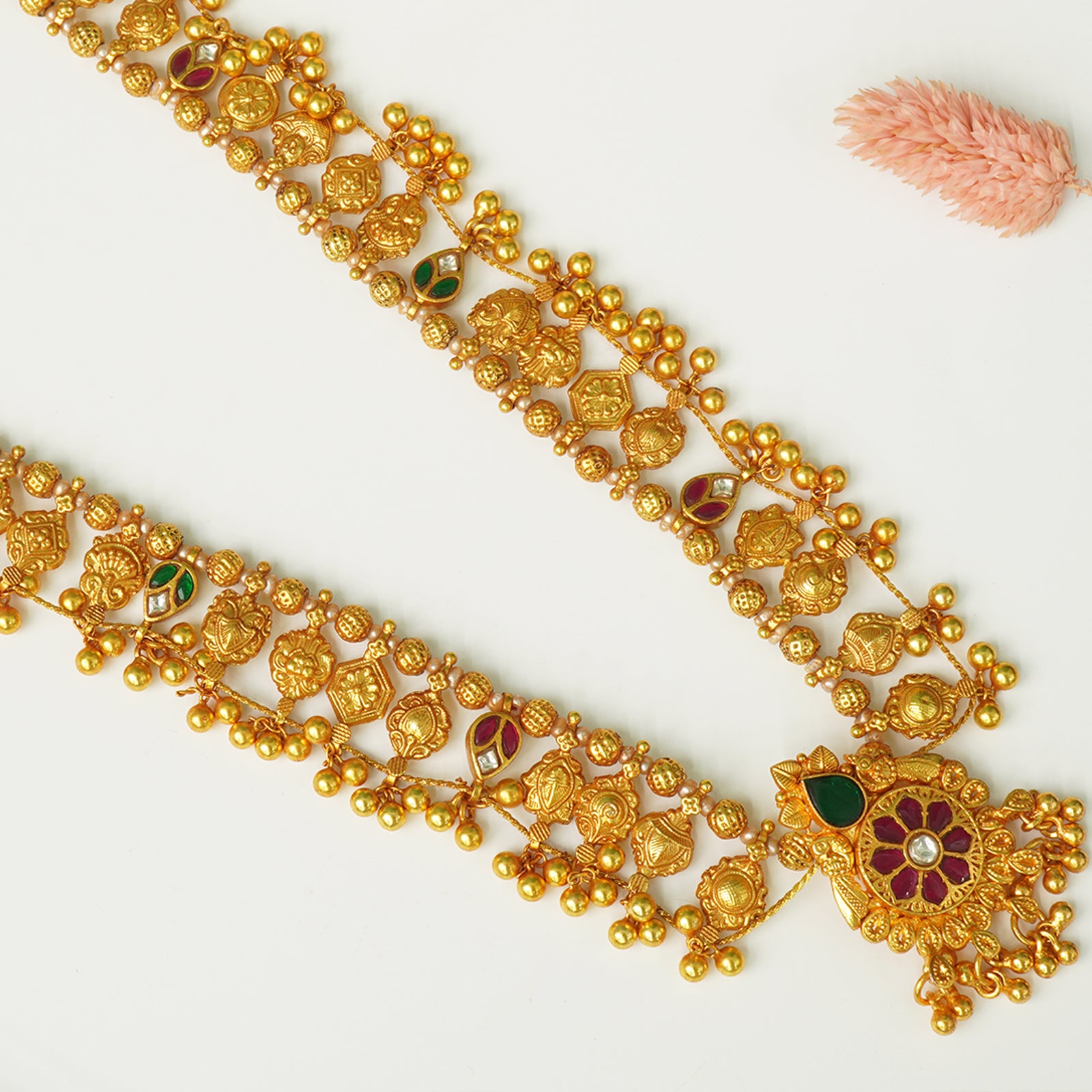 Handmade silver Kolhapuri Saaj gold plated detail
