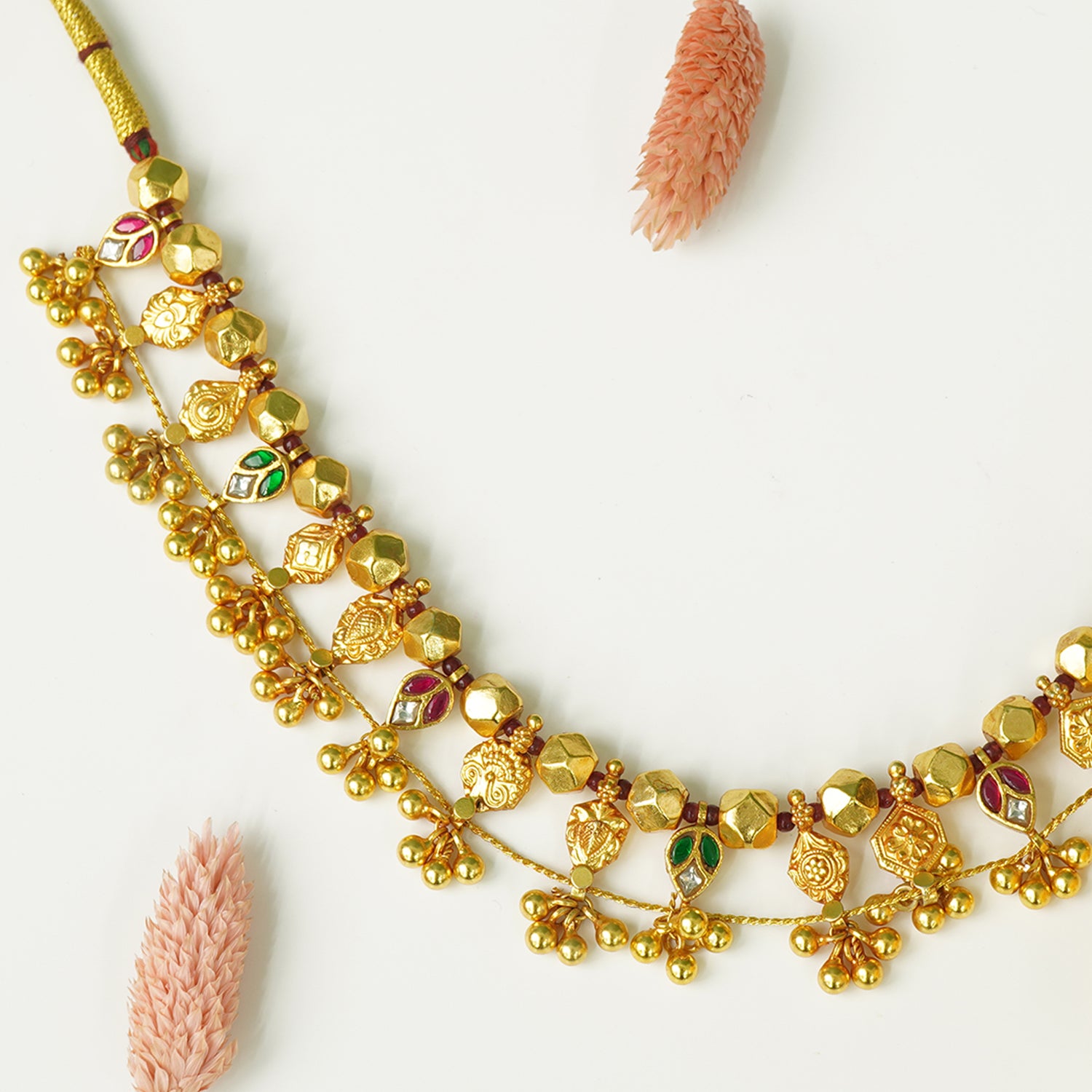 Handmade silver Kolhapuri Saaj with Kundan work