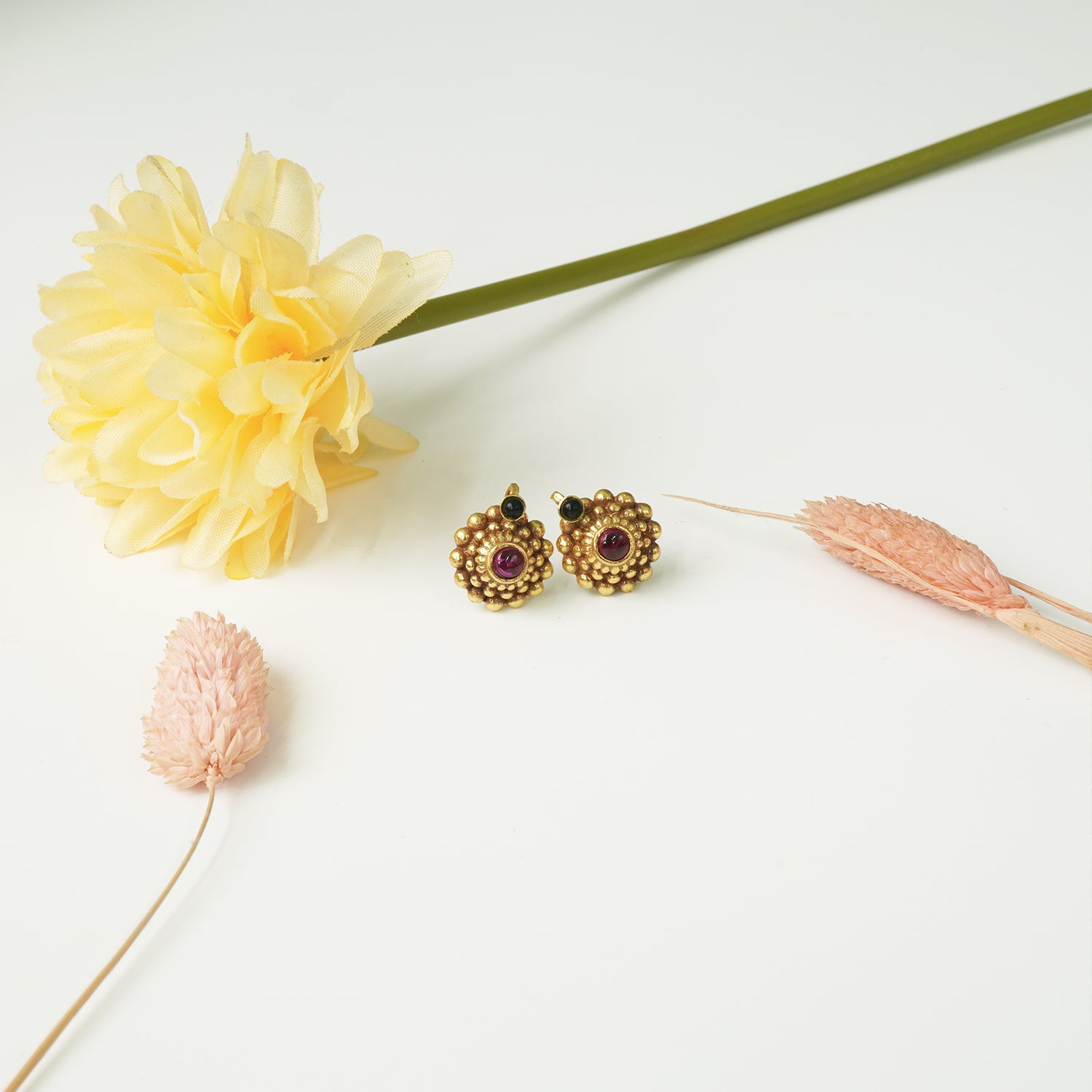 Handmade silver earrings with antique gold plating