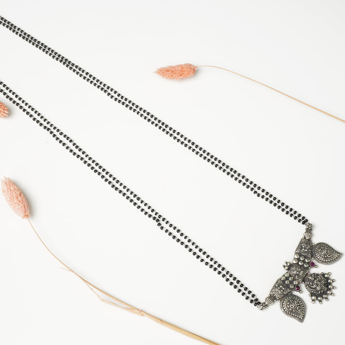 Long silver mangalsutra 28 inch koyri pendant