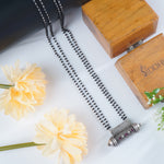 Long silver mangalsutra tabeez pendant 28 inch