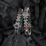 Navratna gemstone silver bangle craftsmanship