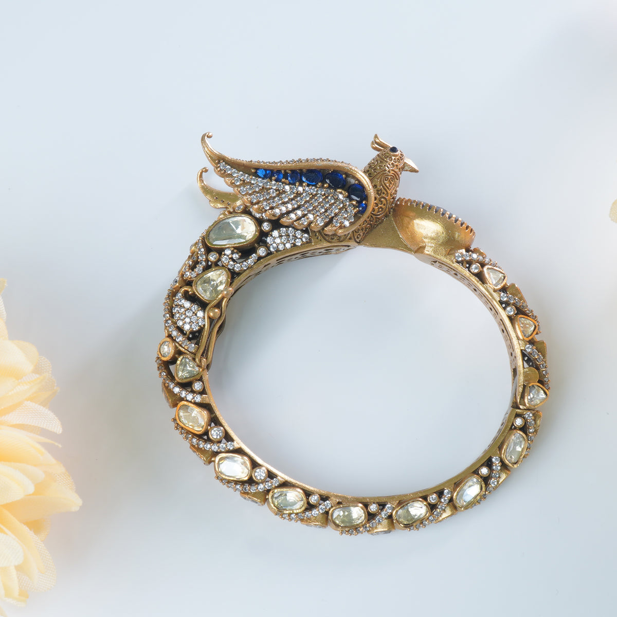 a close look at pure silver gold plated Moissanite Bangles