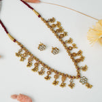 Pure 925 silver antique gold plated Kolhapuri Saaj with Kundan and earrings