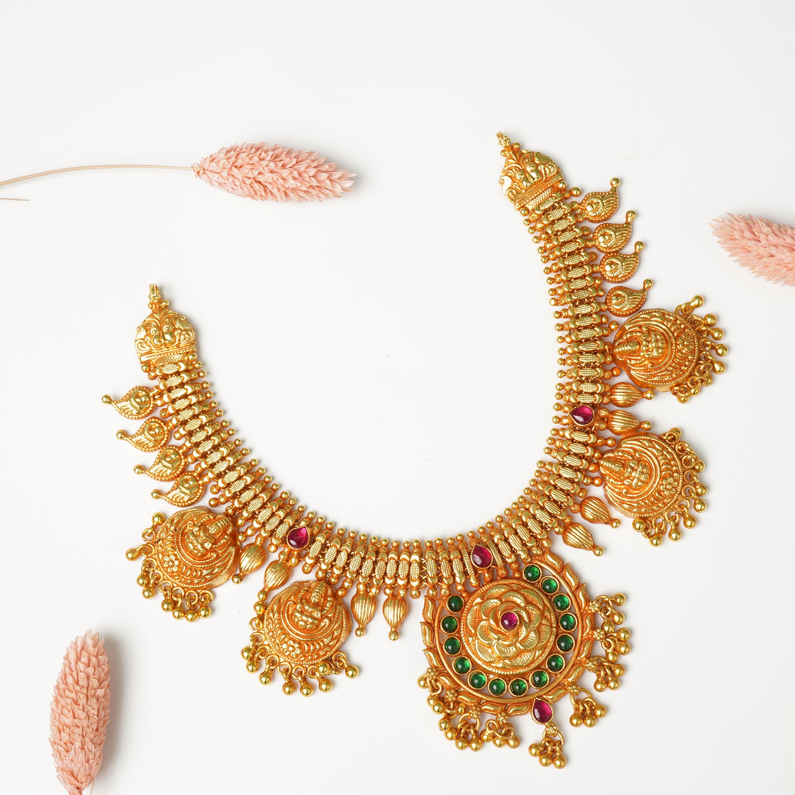 Pure 925 silver gheru gold plated necklace design