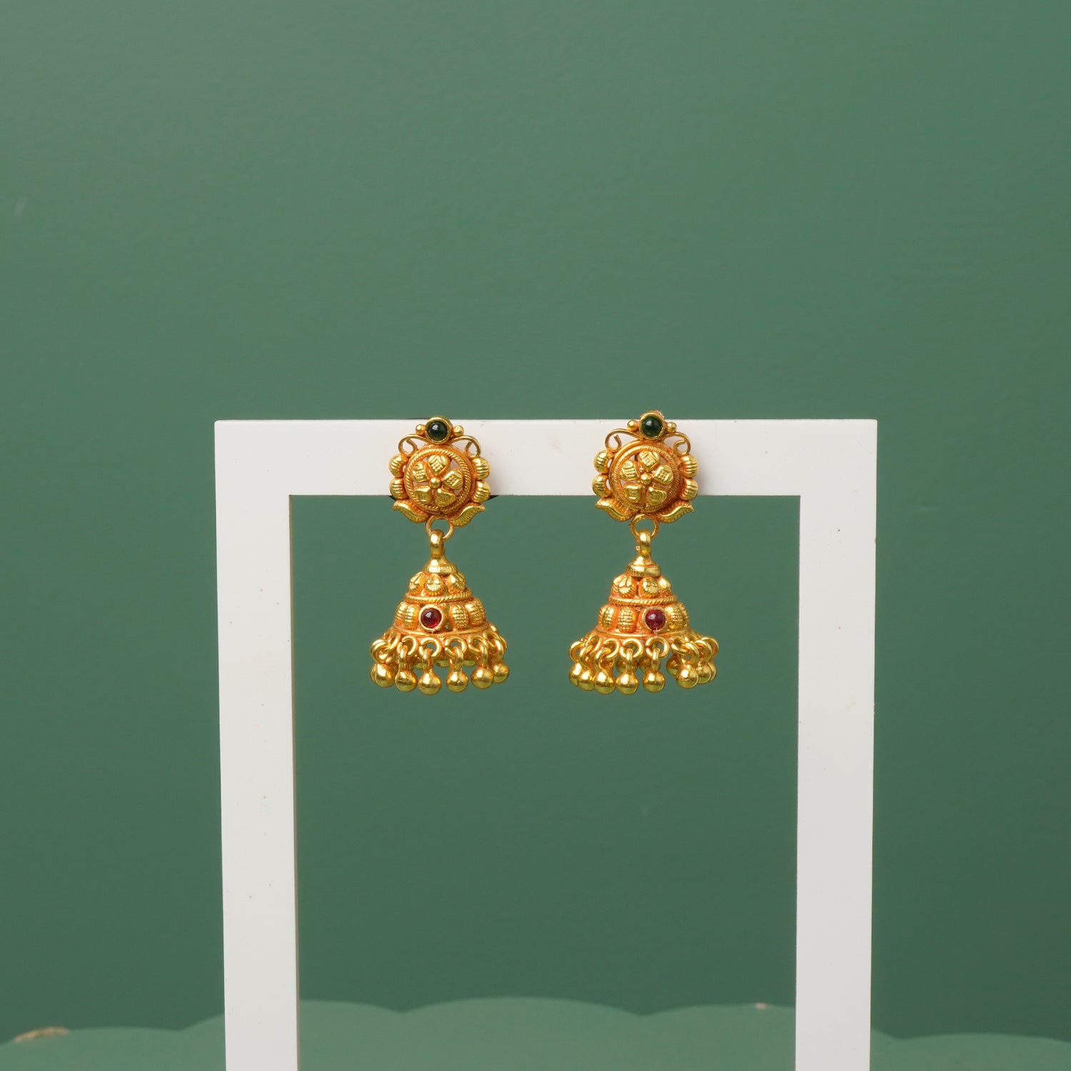 Pure 925 silver gold plated gheru finish small jhumki
