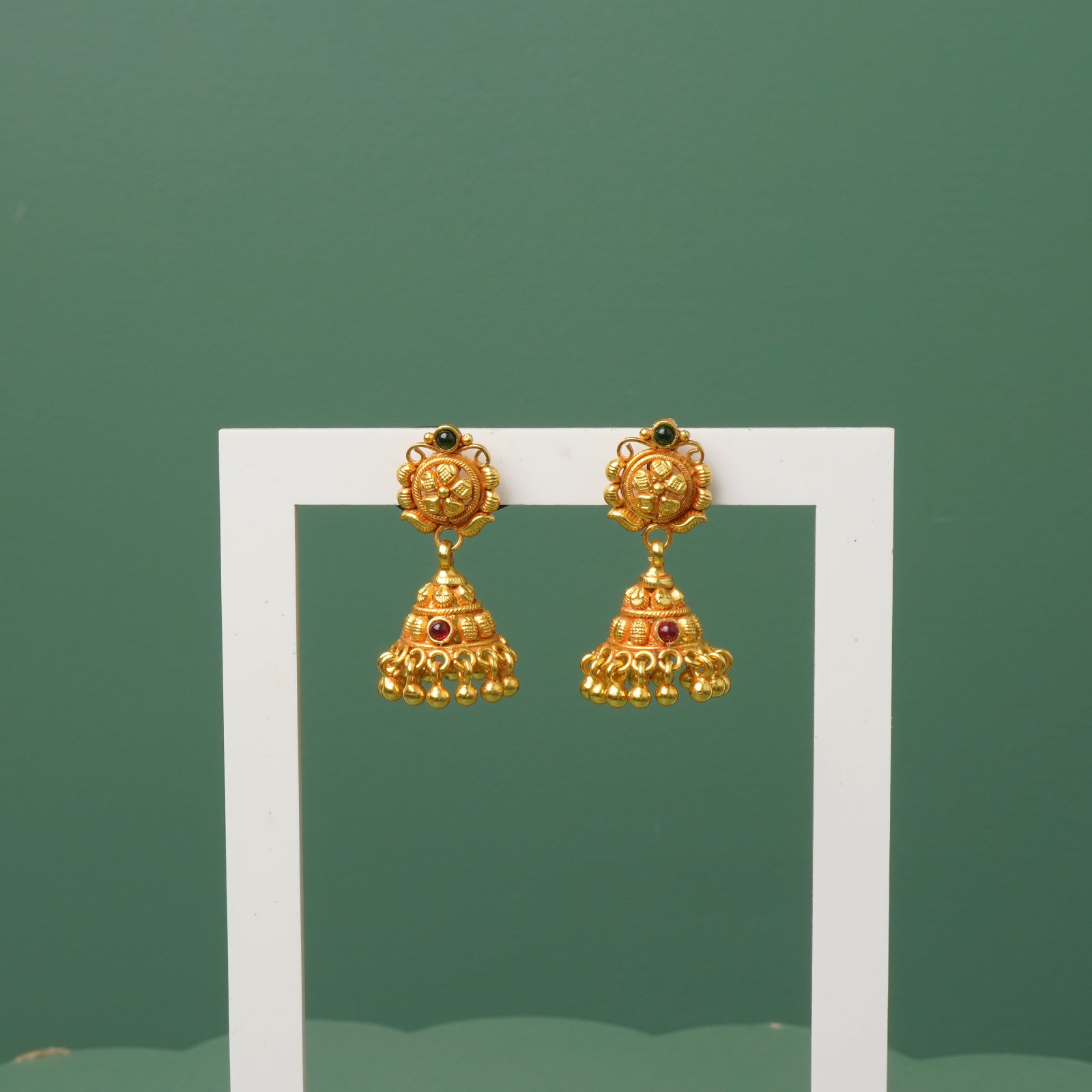 Pure 925 silver gold plated gheru finish small jhumki
