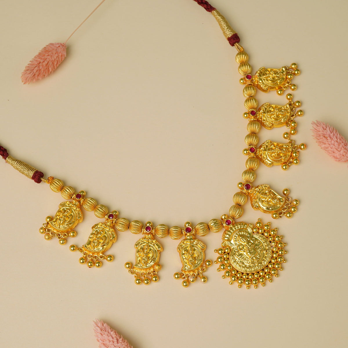 Pure 925 silver gold plated kasu haar necklace