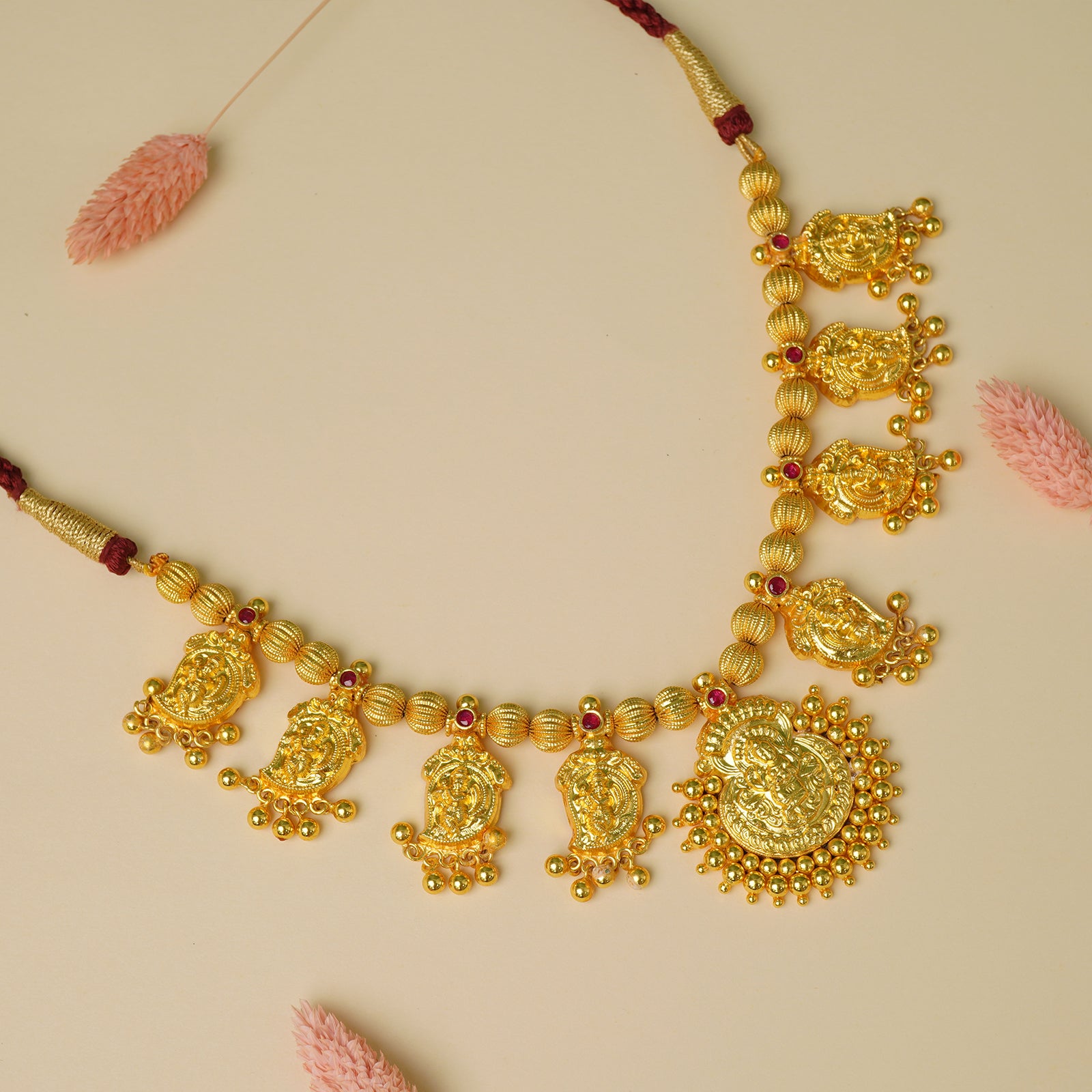 Pure 925 silver gold plated kasu haar necklace