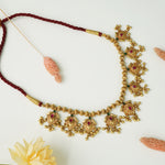Pure silver antique gold plated Kolhapuri Saaj with Javmani beads