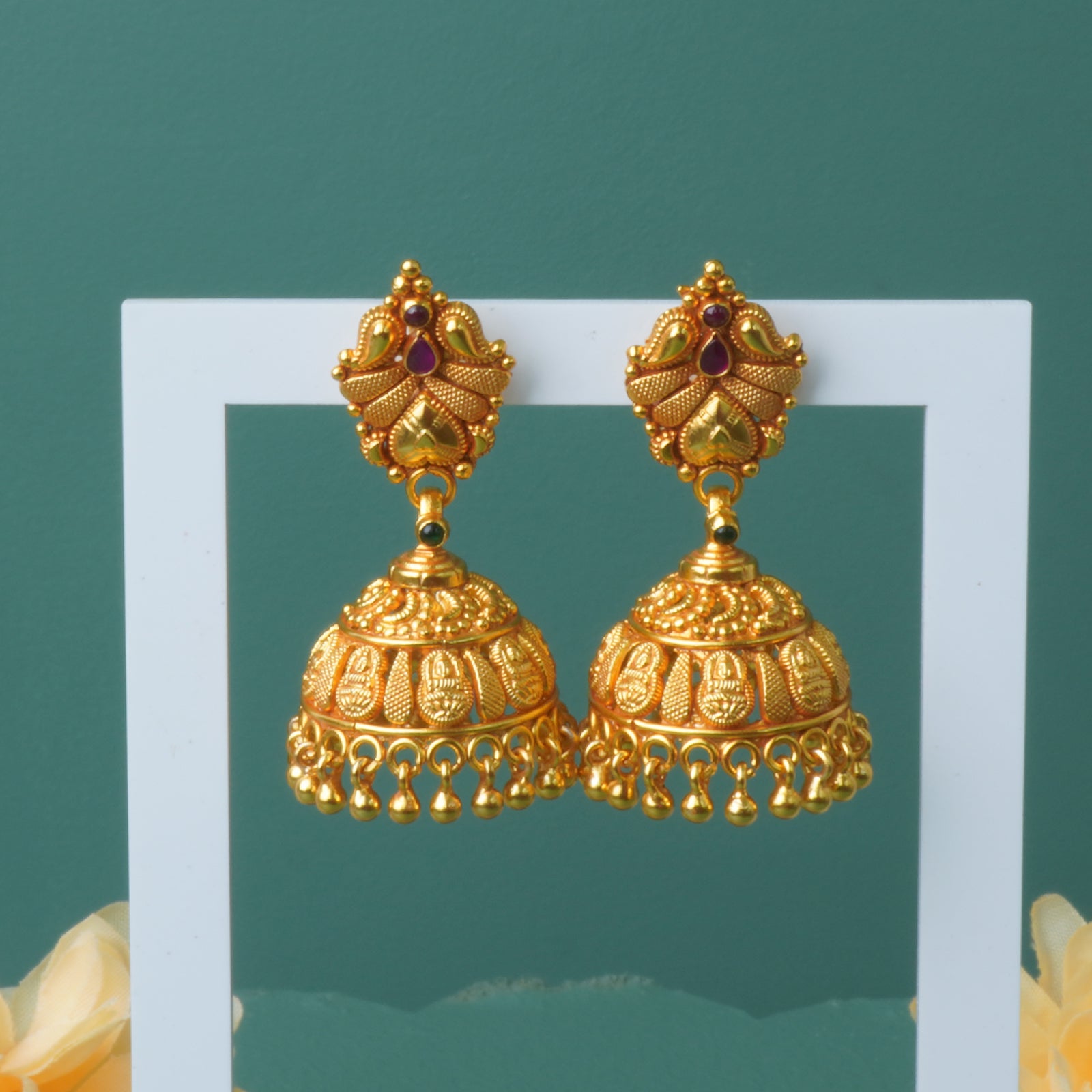 Pure silver gold plated jhumka detail