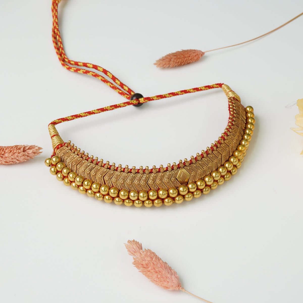 Pure silver traditional antique gold plated Vajratik necklace