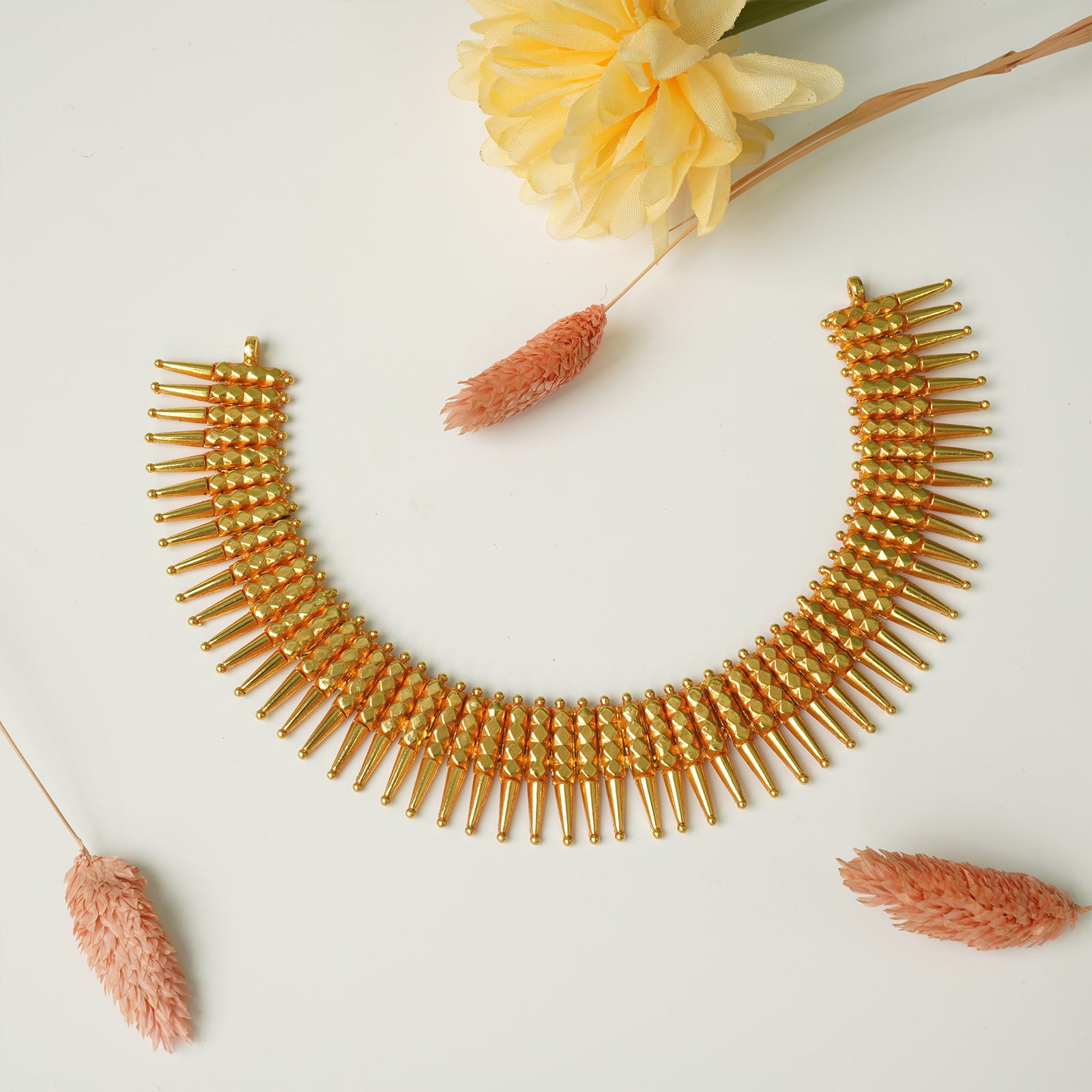 Pure silver traditional gheru gold plated Chattai necklace