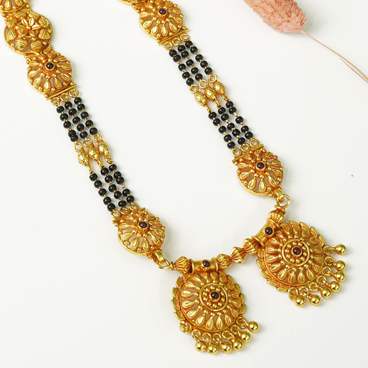 Silver Vati Mangalsutra with gold plating