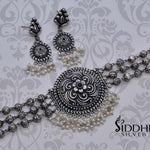 Silver beads choker for wedding
