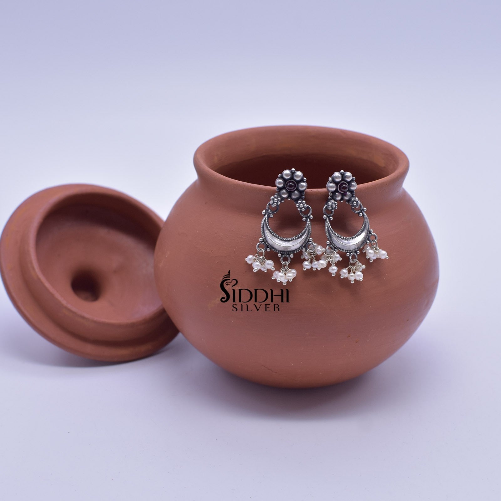 Silver chandbali earrings design