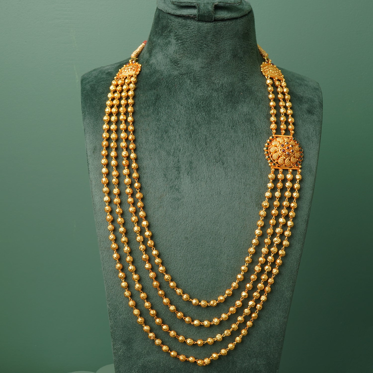 Silver gold plated 4 layer mala in pure 925 silver