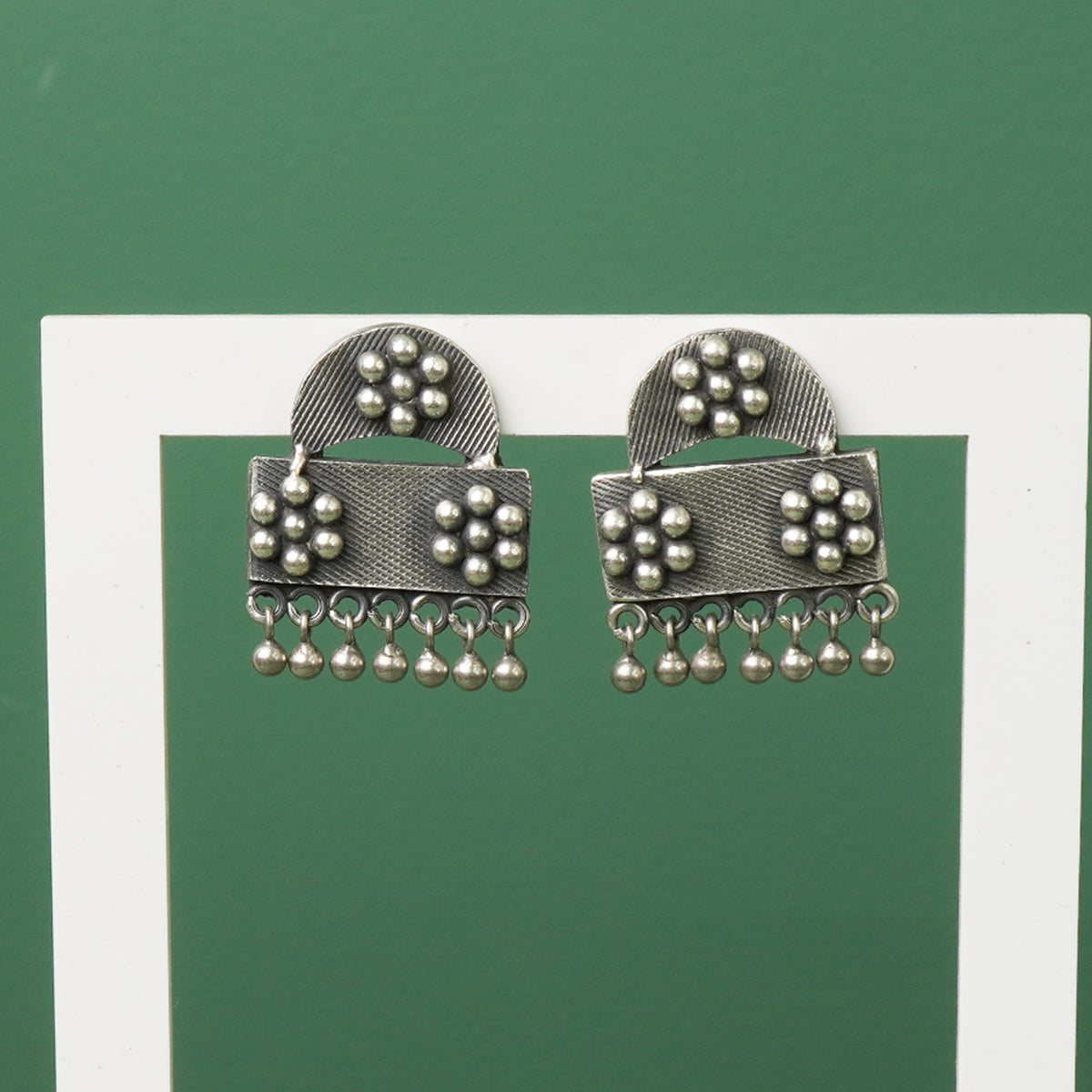 Silver kudi chandrakor earrings traditional design