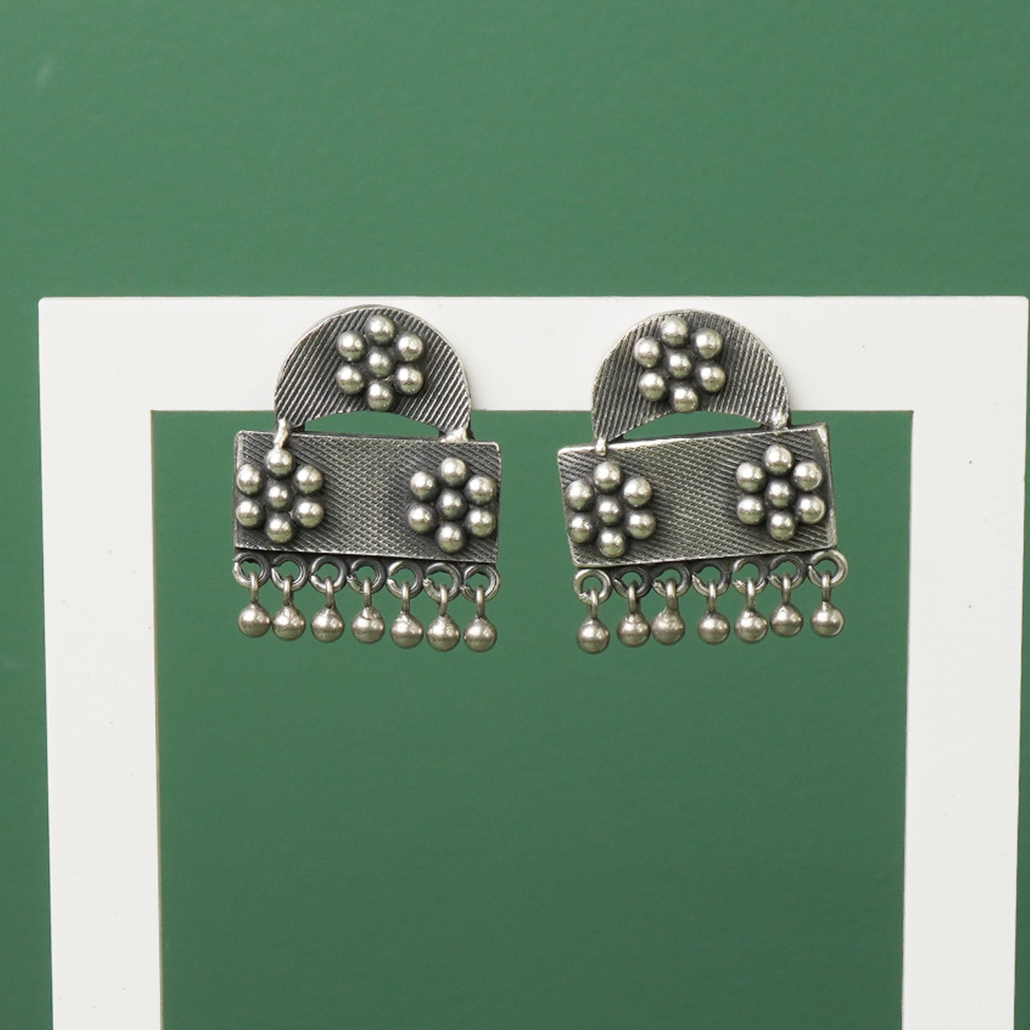 Silver kudi chandrakor earrings traditional design