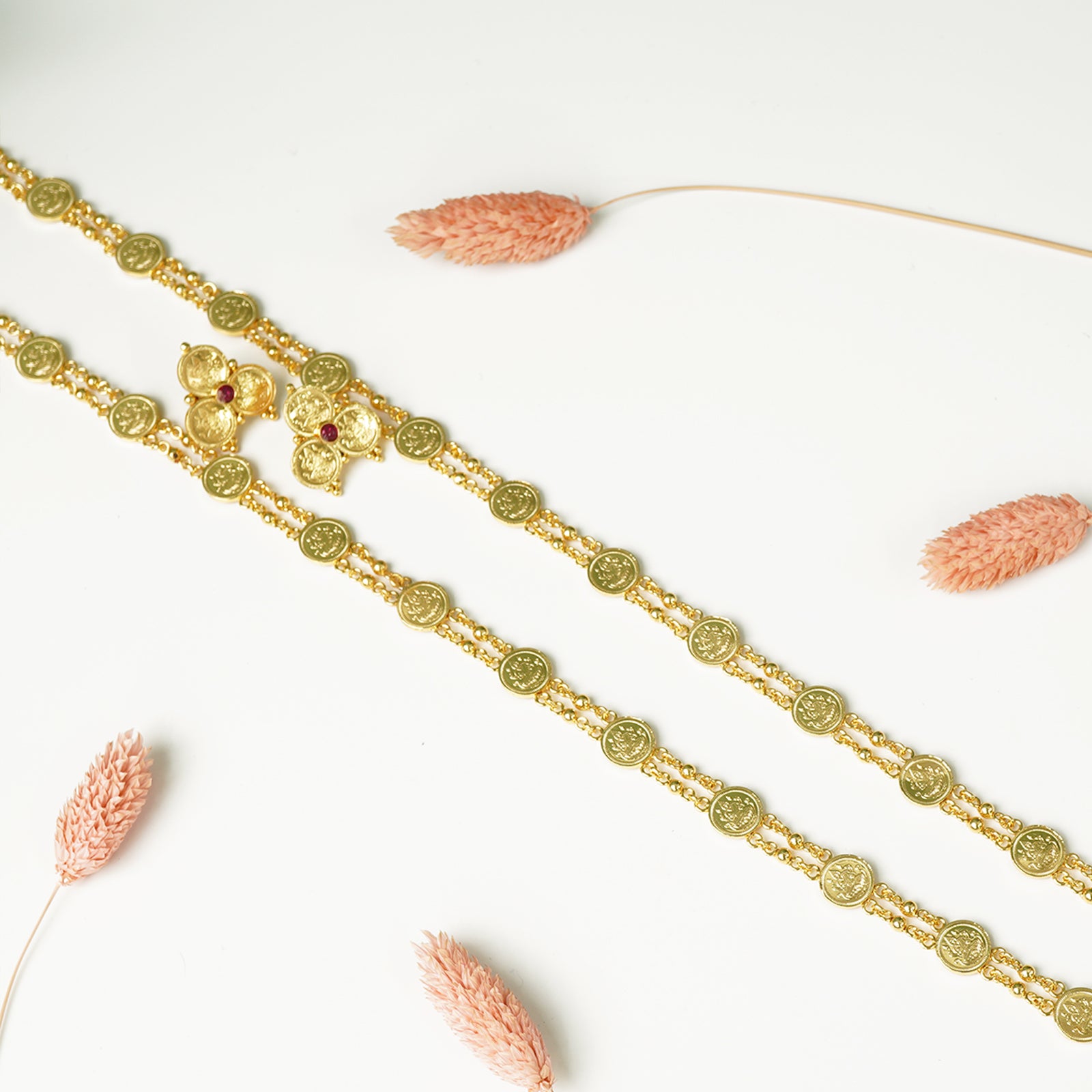 Silver laxmi haar gold plated finish