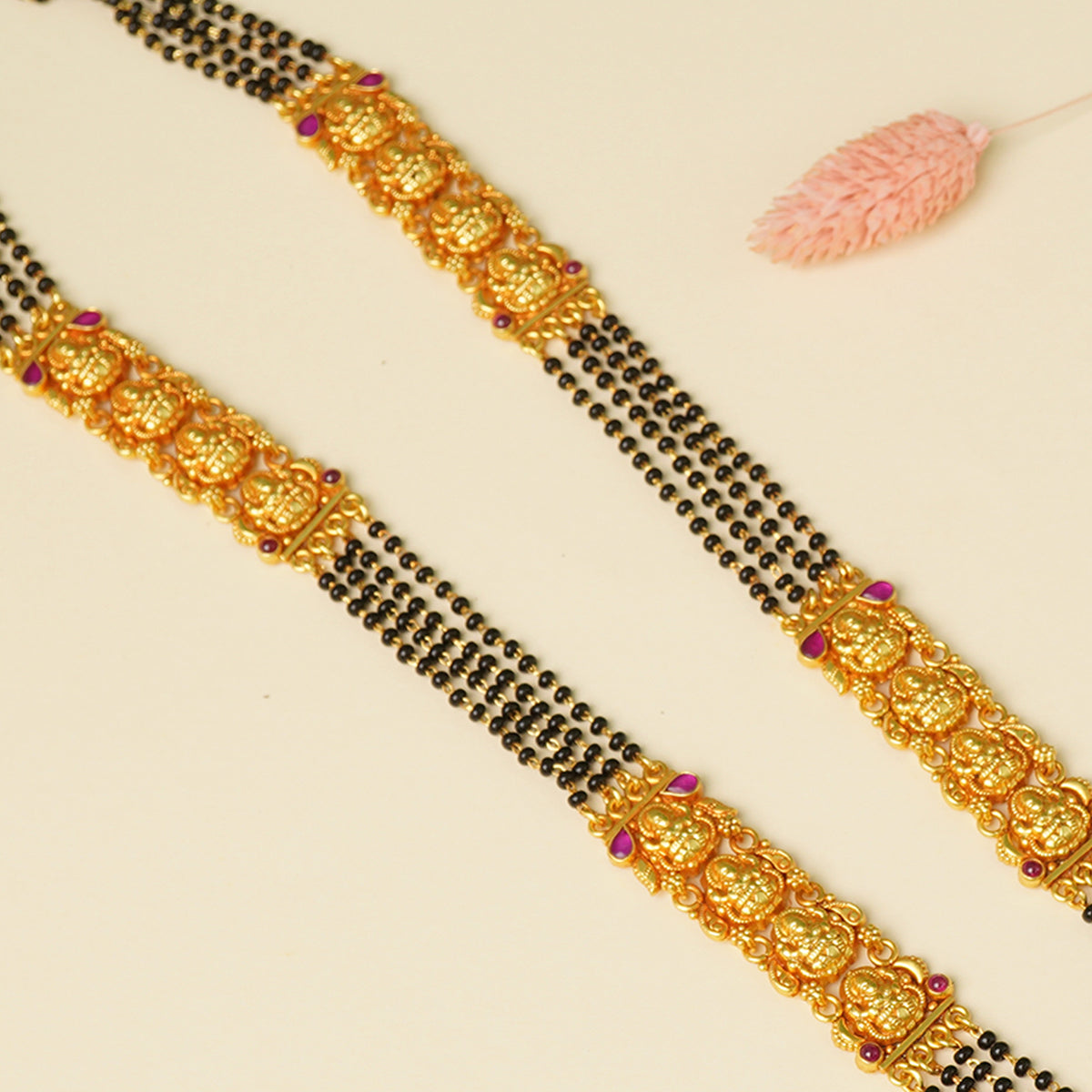 Silver mangalsutra in gold plated finish