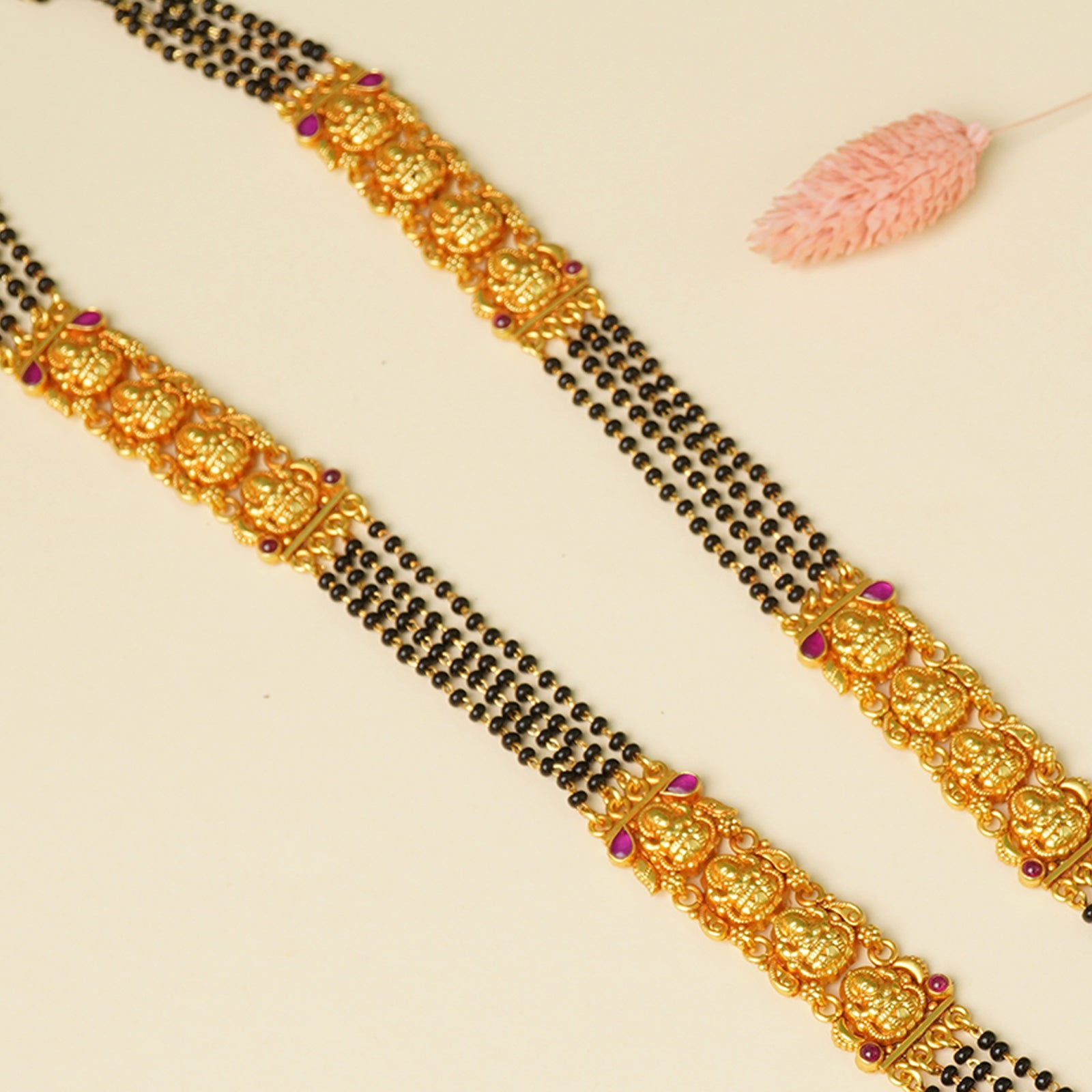 Silver mangalsutra in gold plated finish