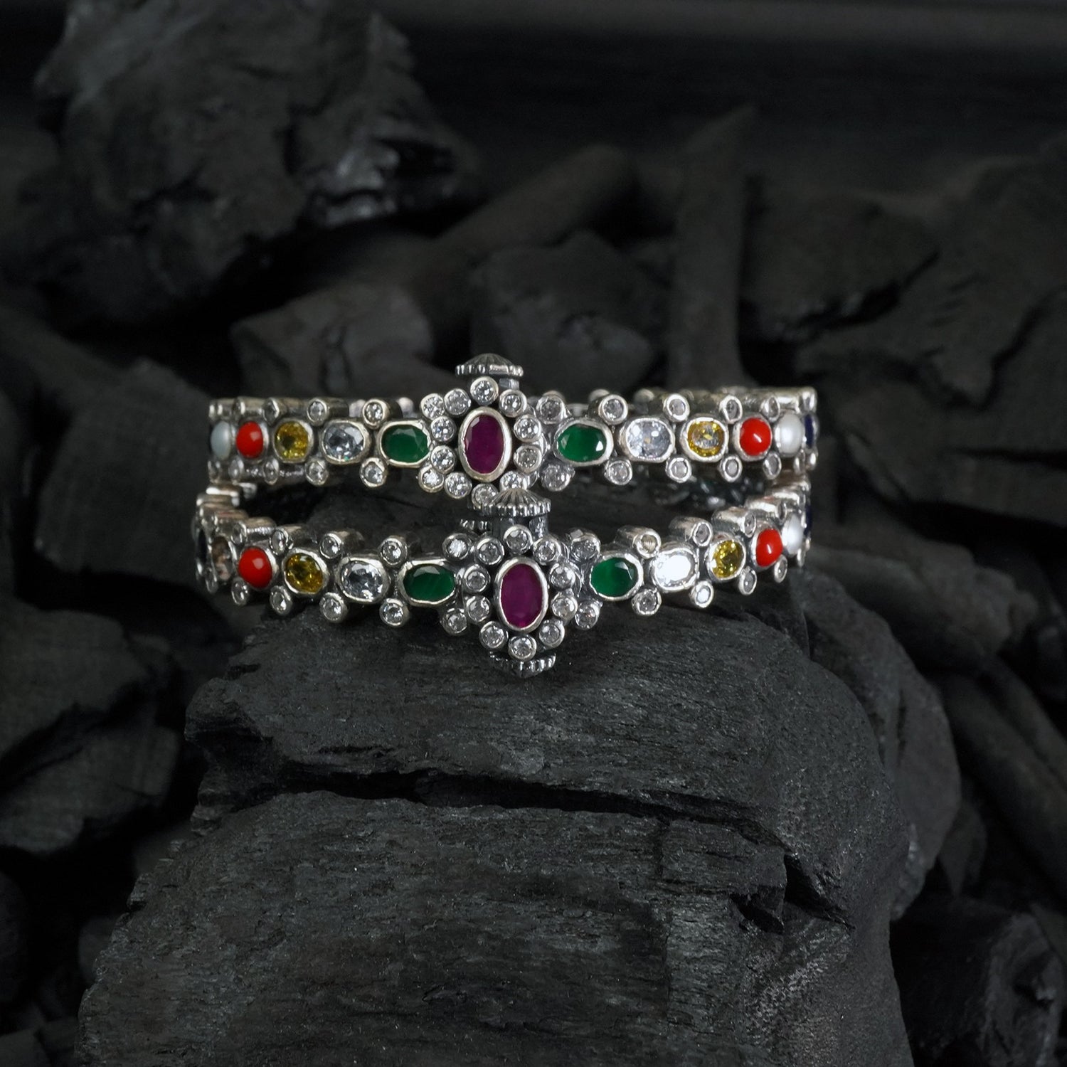 Silver navratna bangle 925 silver