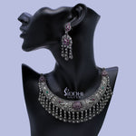 Silver rajwadi necklace design