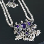 Silver tanmani amethyst pendant detail