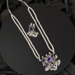 Silver tanmani necklace amethyst purple