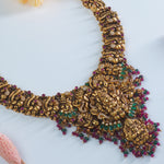Silver temple necklace with antique gold plating detail