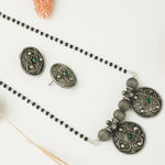 Silver tribal mangalsutra with matching earrings