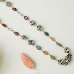 Temple beads silver chain necklace