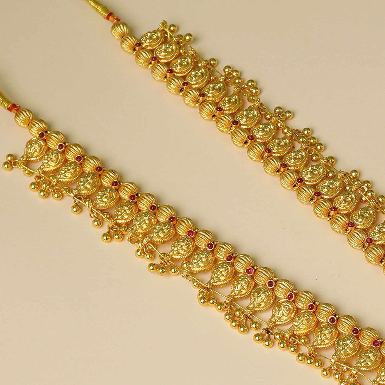 Traditional gold plated Kolhapuri saaj necklace