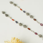 Traditional long silver beads necklace styling