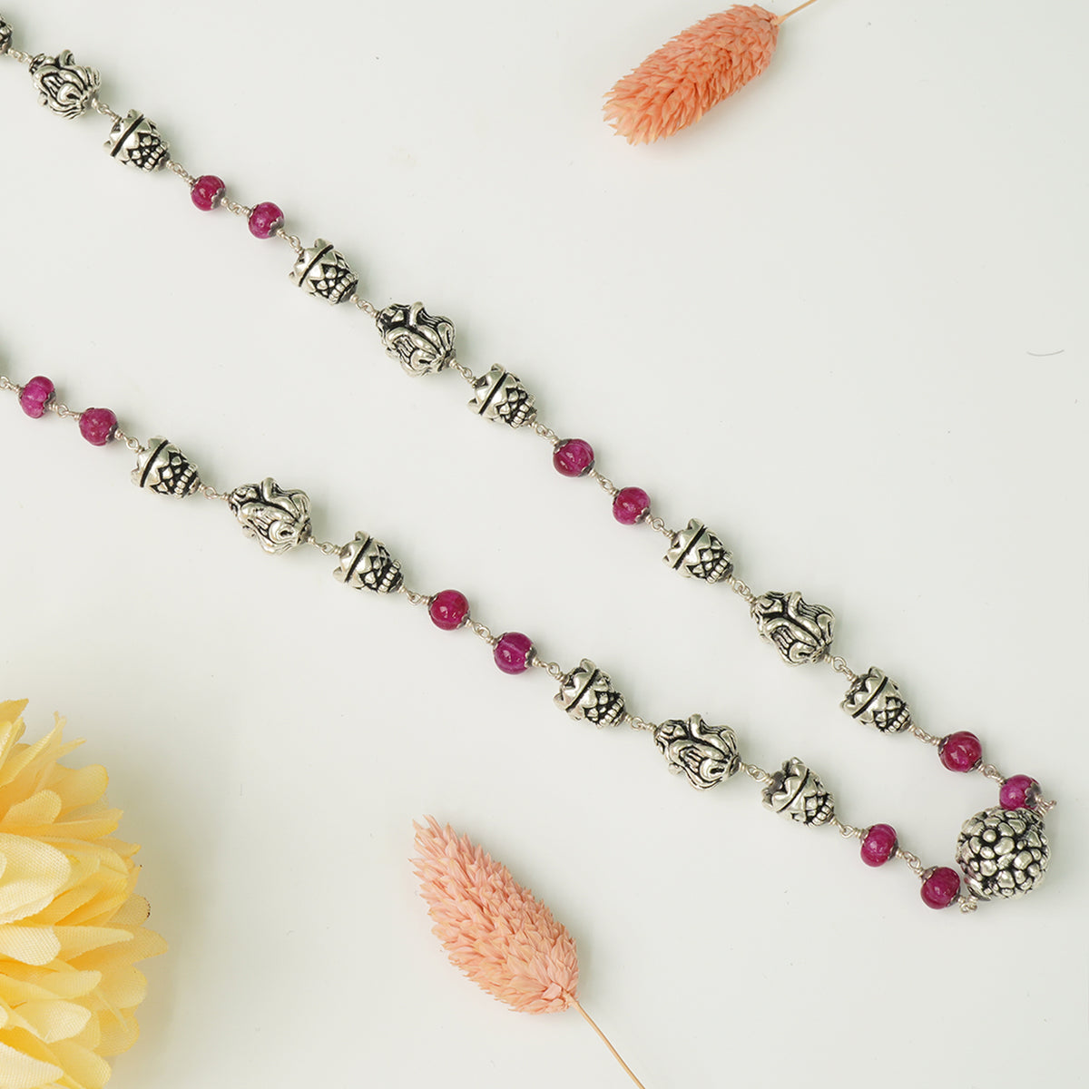 Traditional silver long necklace design