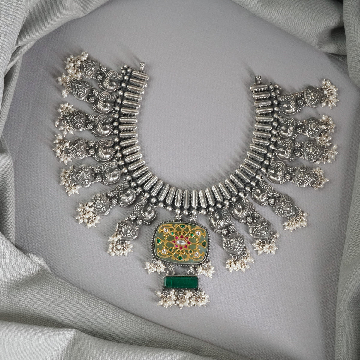 Unique silver necklace with filigree work