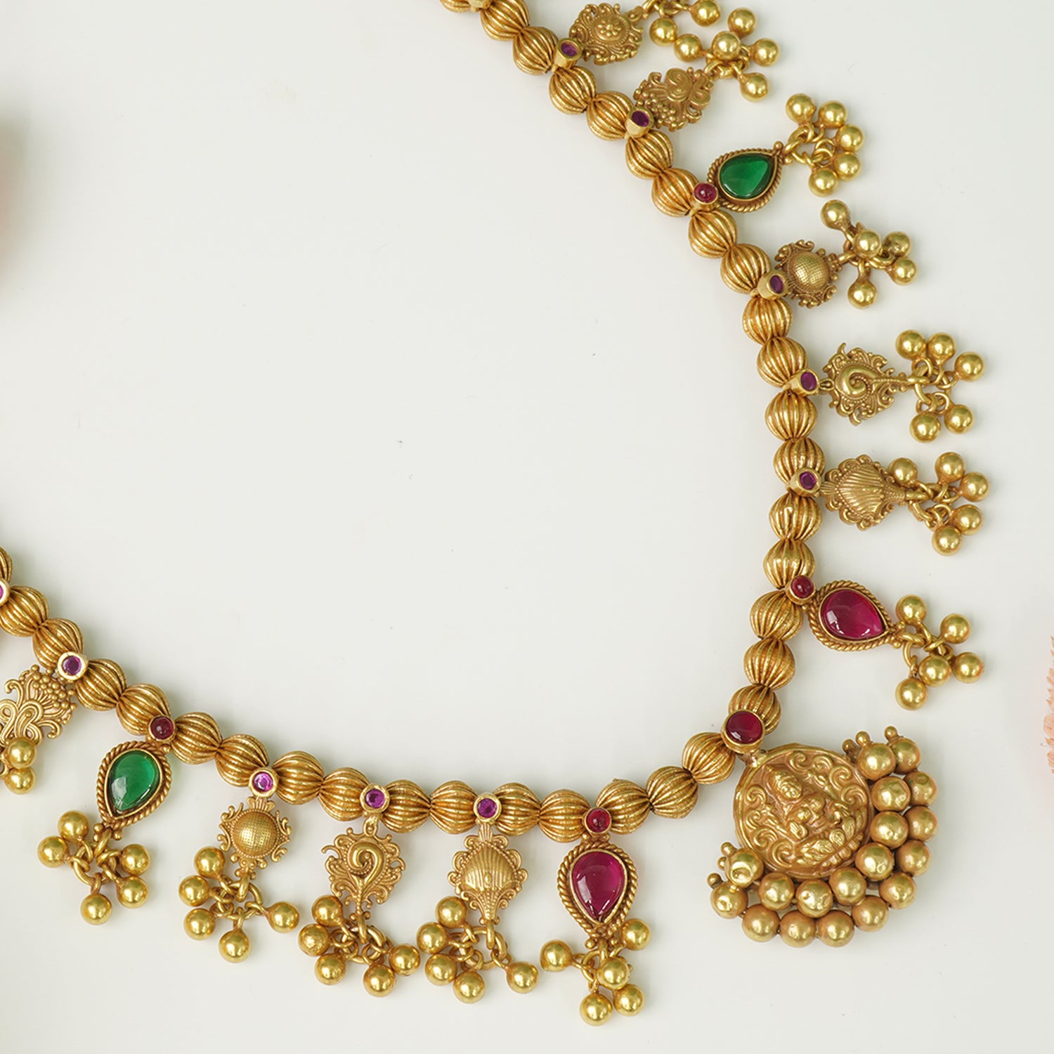 Vintage laxmi pendant silver detail