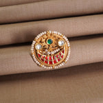 gold plated silver kundan ring