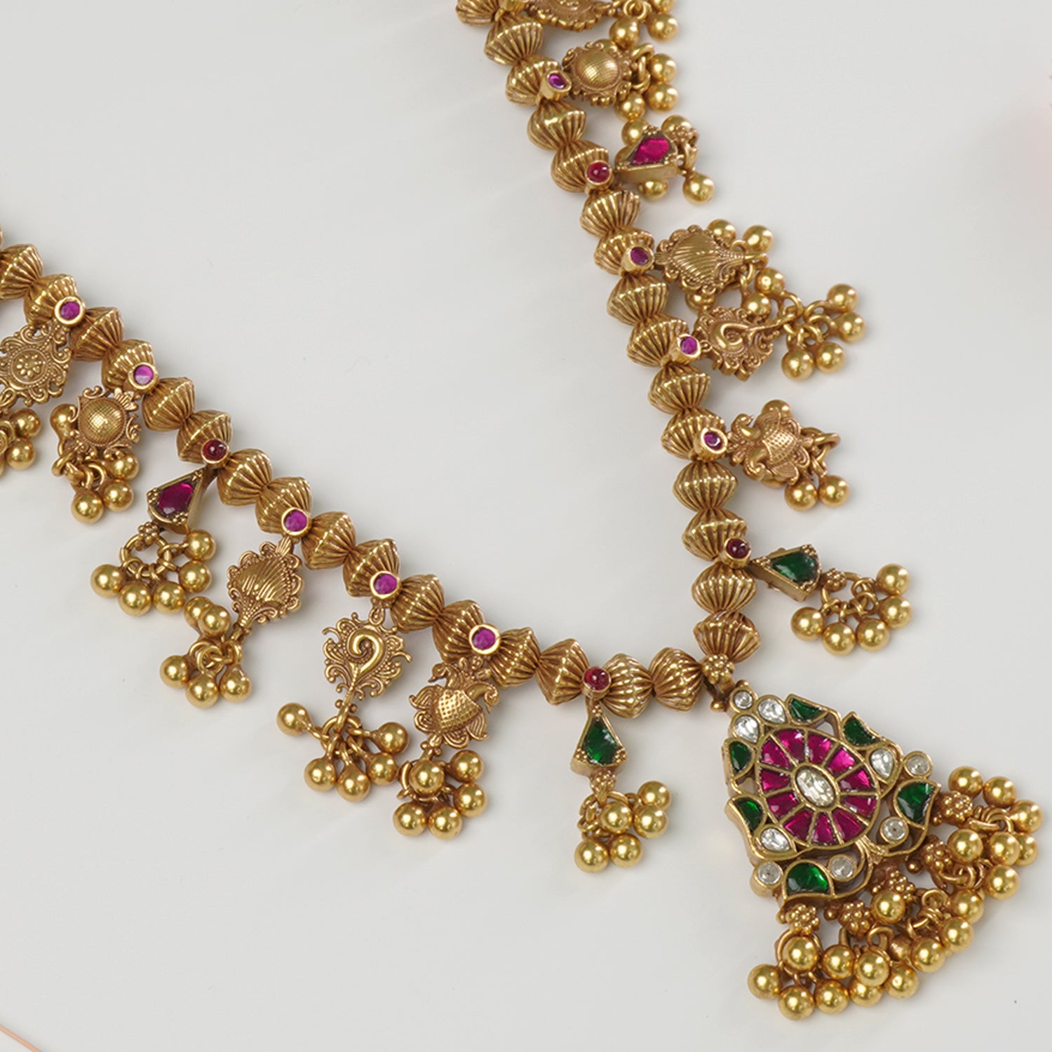 Buy Online Antique Gold Plated Silver Kolhapuri Saaj Design