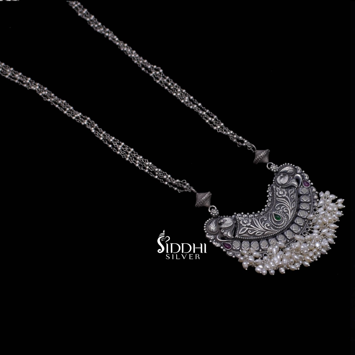 Chain necklace peacock chand pendant