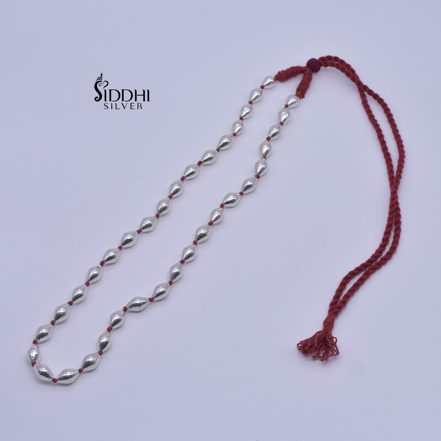 Dholki beads mani mala bormala red single line