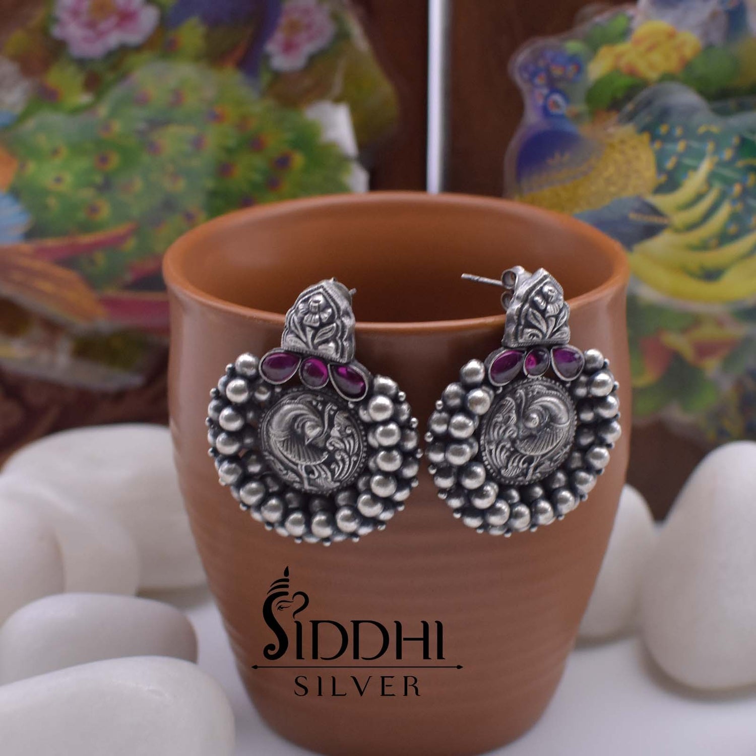 ekeri peacock koyri earrings