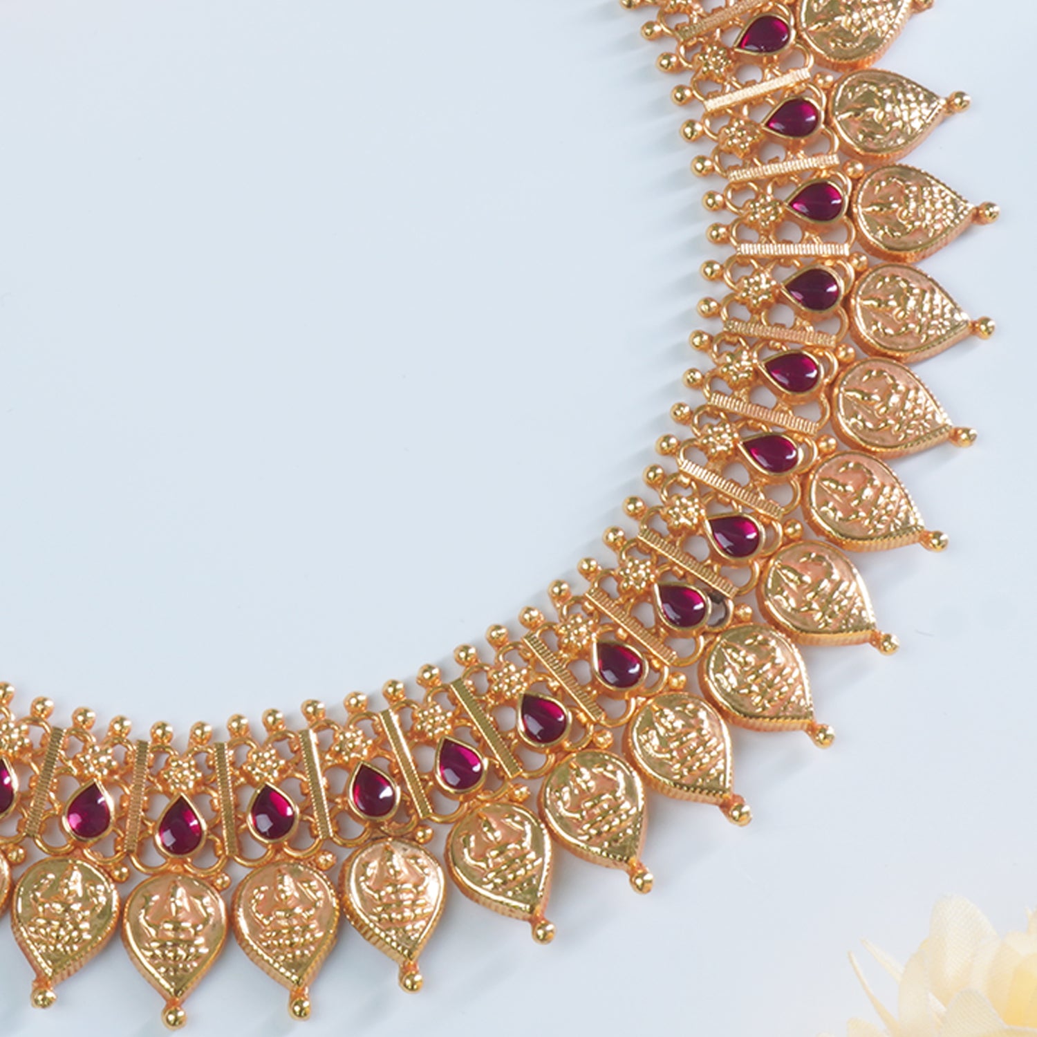 Silver Gold Plated Gheru Finish Laxmi Chattai Necklace